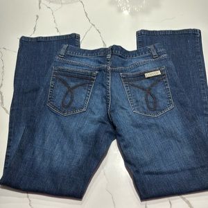 Calvin Klein Women’s Denim Embroidered Pockets Bootcut Blue Jeans